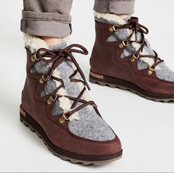 Sorel Women AlpineAnkle Leather Tractor Chunky Boots shoes sz 10 - Picture 1 of 12